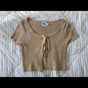 Princess Polly Esha Tie Up Cardigan Beige